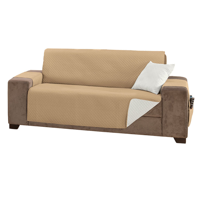 capa para sofa  com bolso caqui