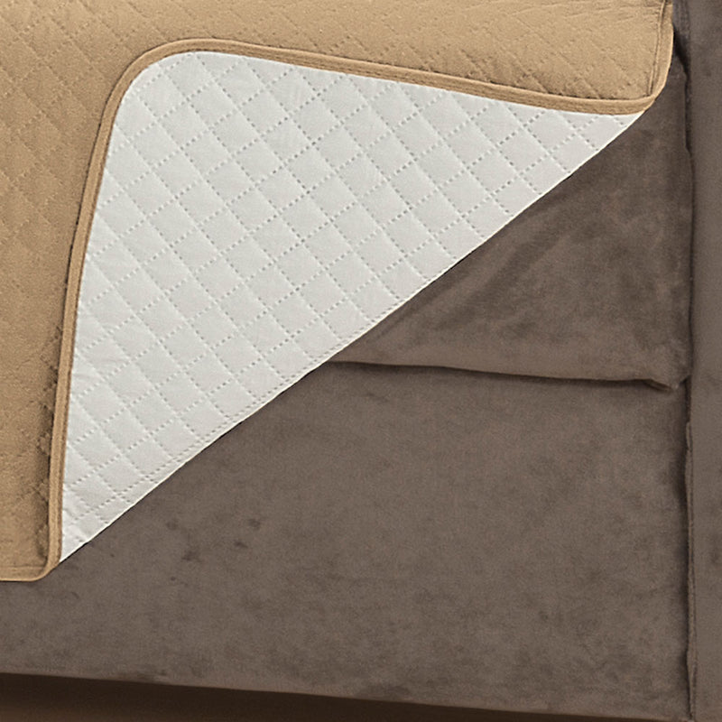 capa para sofa  com bolso caqui