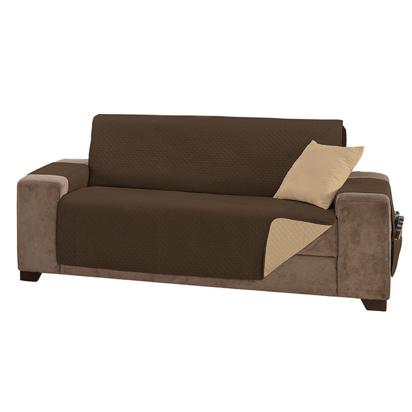 capa para sofa  com bolso marrom tabaco
