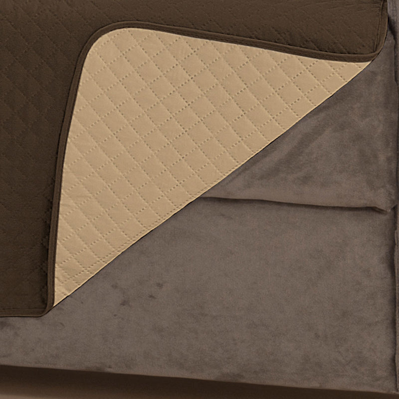 capa para sofa  com bolso marrom tabaco