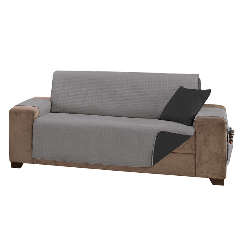 capa para sofa  com bolso cinza